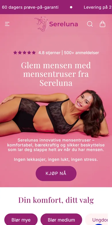sereluna.no på en mobil